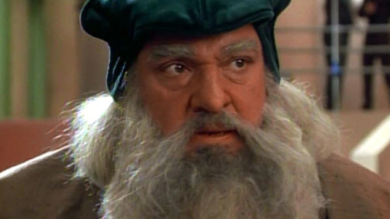 A hologram of Leonardo da Vinci staring intensely on Star Trek: Voyager