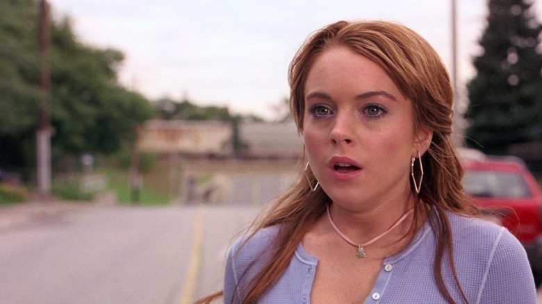 Lindsay Lohan's Cady Heron looks shocked in Mean Girls