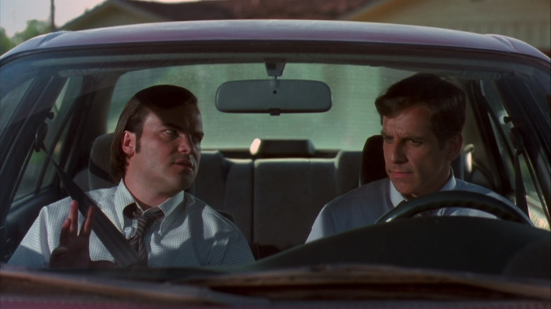 Ben Stiller's Tim Dingman and Jack Black's Nick Vanderpark sit side by side in a car in Envy