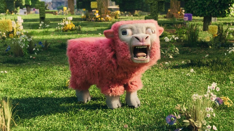 The pink sheep screaming in A Minecraft Movie