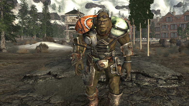 Marcus the Super Mutant surrounded by snowy mountains in Fallout: New Vegas