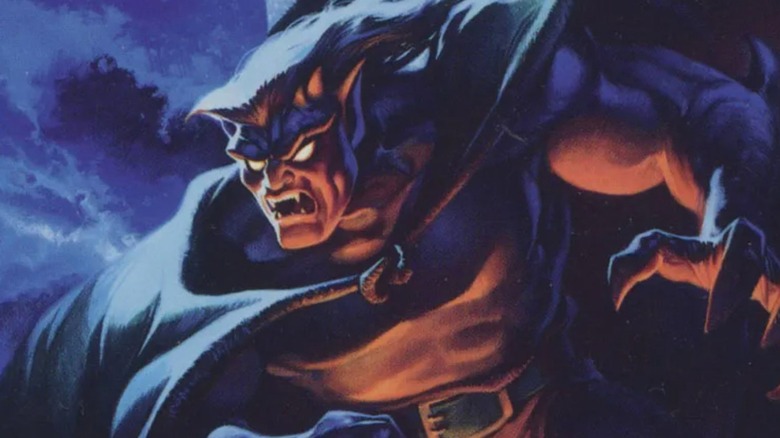 Gargoyles poster showing Goliath, fangs and clawed bared, in dramatic pose at night