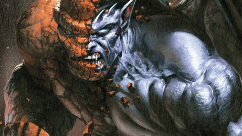 Gargoyles x Fantastic Four cover showing Goliath bursting out of the Thing's stone flesh