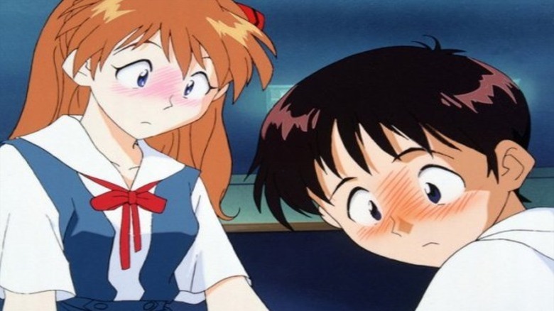 నియాన్ జెనెసిస్ ఎవాంజెలియన్ - అసుకా మరియు షింజీ కలిసి, బ్లషింగ్