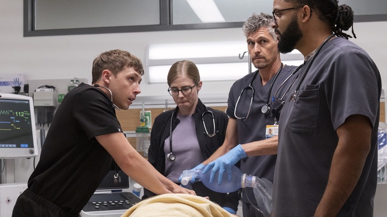 Whitaker, Dr. King, Nurse Jesse, and Nurse Mateo on The Pitt