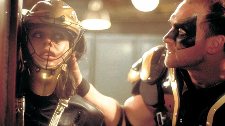 One of the Rollerball contestants tries to intimidate Aurora in Rollerball