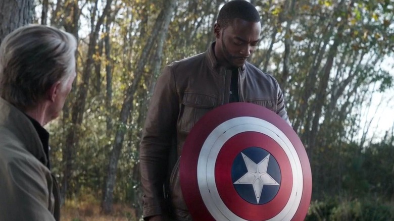 Anthony Mackie accepts Captain America's shield in Avengers: Endgame