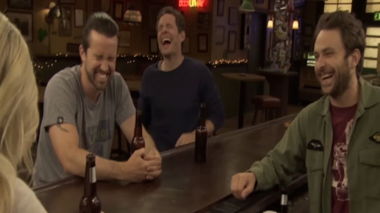 Rob McElhenney, Glenn Howerton, and Charlie Day in an It's Always Sunny in Philadelphia blooper