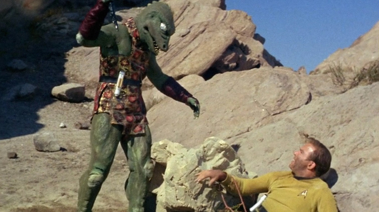 Capt. Kirk (William Shatner) faces off with a Gorn in Star Trek: The Original Series