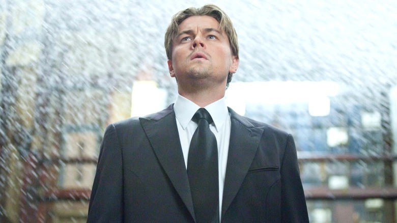 Dom Cobb looks straight ahead during the heist in Inception