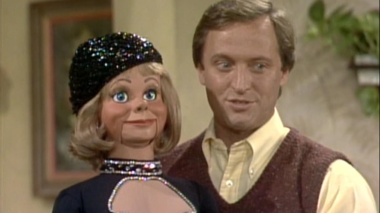 Leslie and his puppet on an episode of Three's Company