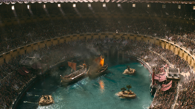 Uma batalha naval no Coliseu acontece em Gladiator II