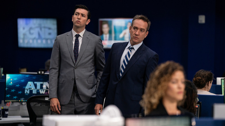 Matthew Macfadyen and Nicholas Braun in Succession