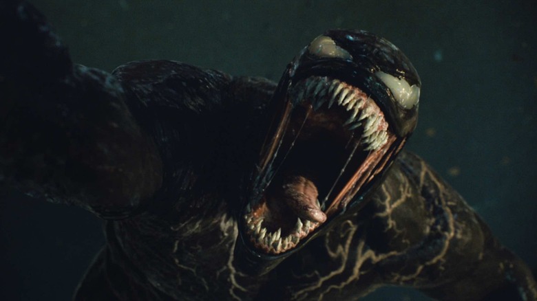 Venom with his mouth wide open in Venom: Let There Be Carnage