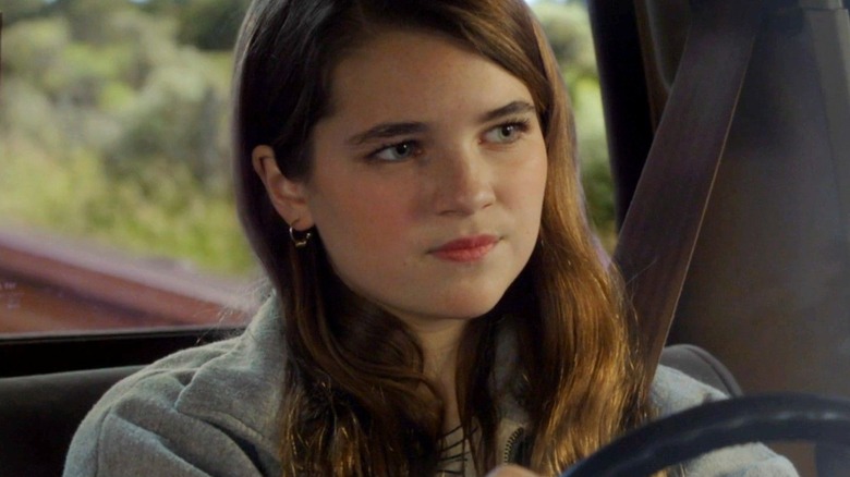 Missy Cooper driving a truck on Young Sheldon