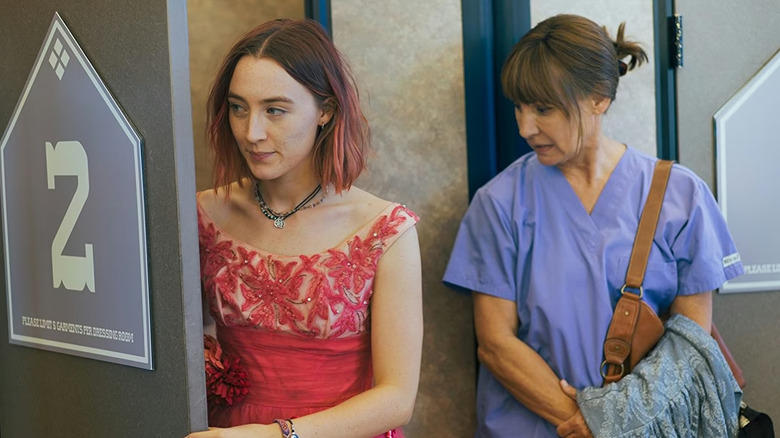 Lady Bird and Marion shopping for a prom dress in Lady Bird