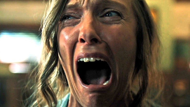 Toni Collette's Annie Graham screams in closeup in Hereditary
