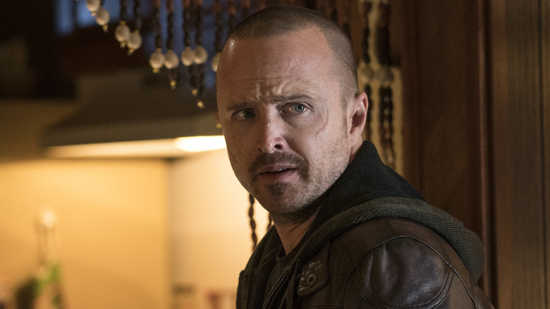 Aaron Paul as Jesse Pinkman looking scared in El Camino: A Breaking Bad Movie