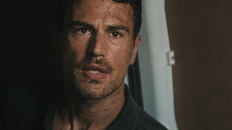 Theo James Giorgos "George" Karalis is seen in closeup in Fuze