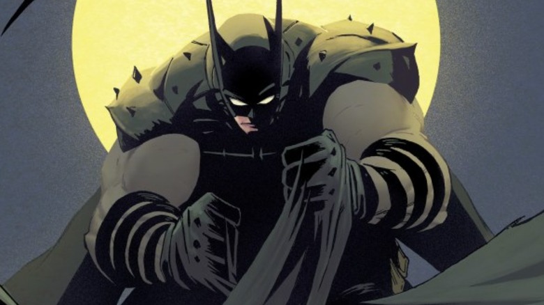 Absolute Batman #1 variant cover of Batman standing in front of circle spotlight in boxer pose