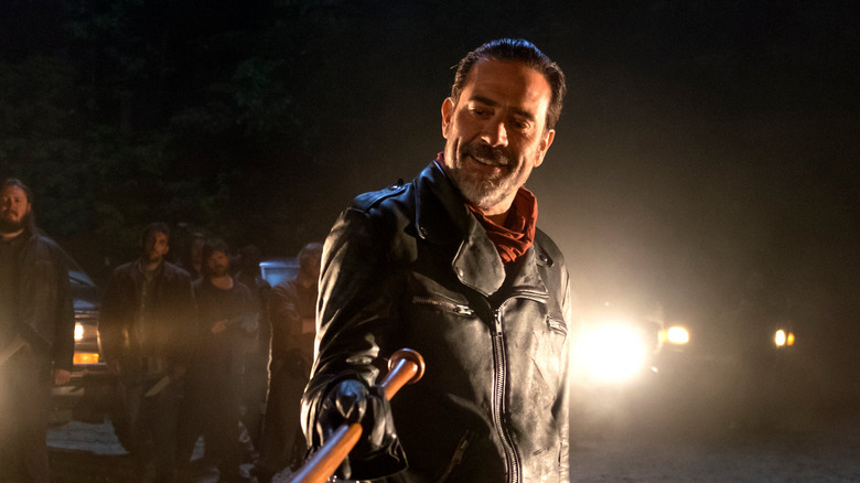 The Walking Dead, Negan waving his bat Lucille around. He's about to kill someone in Rick's crew