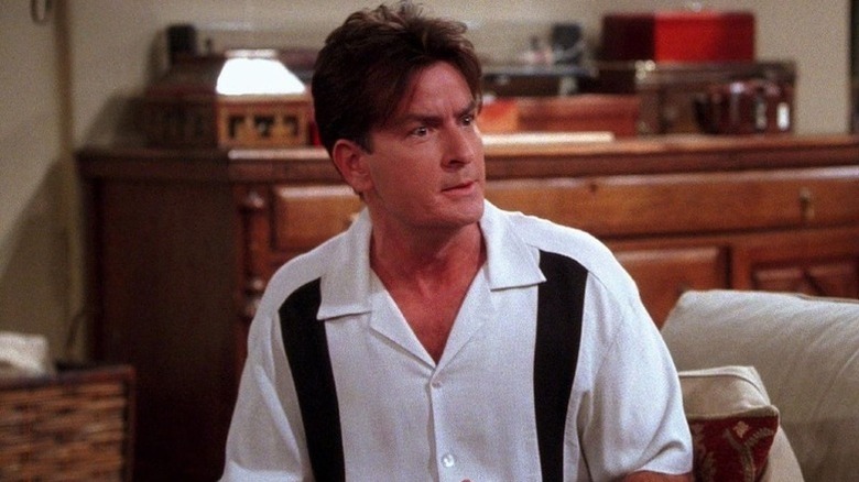 Charlie Harper (Charlie Sheen) looking shocked on Two and a Half Men