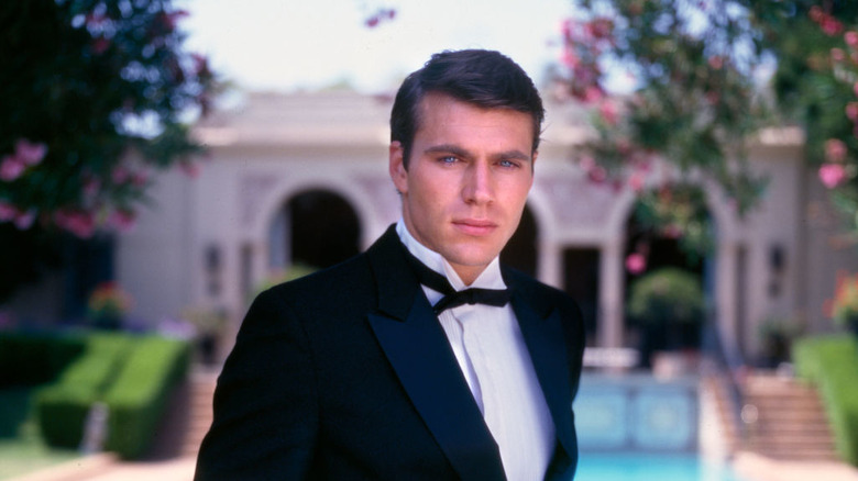 Mac (Jon-Erik Hexum) in tux on Cover Up