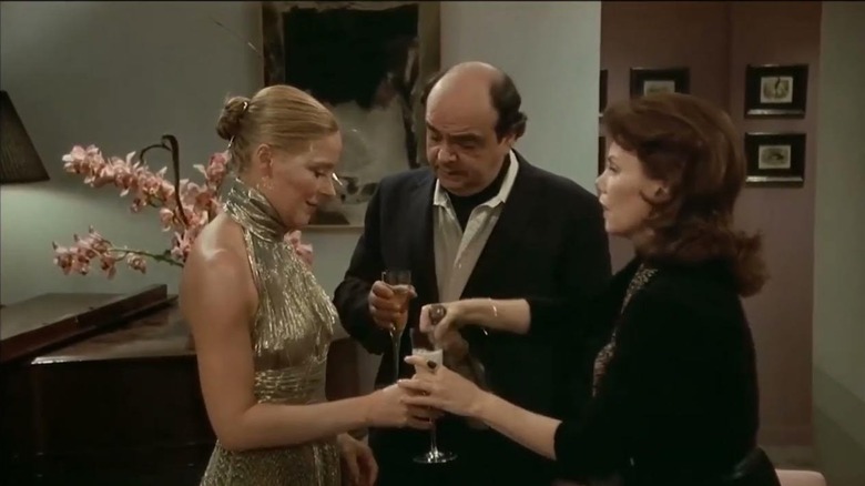 Georgia Jimmy and Toby having champagne in Only When I Laugh