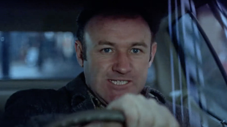 Gene Hackman as Jimmy "Popeye" Doyle driving with rage in The French Connection.