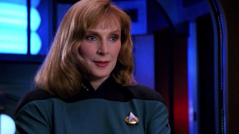 Beverly Crusher in main engineering on the Enterprise, from Star Trek: The Next Generation