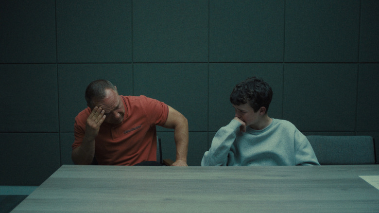 Eddie and Jamie crying together in Adolescence