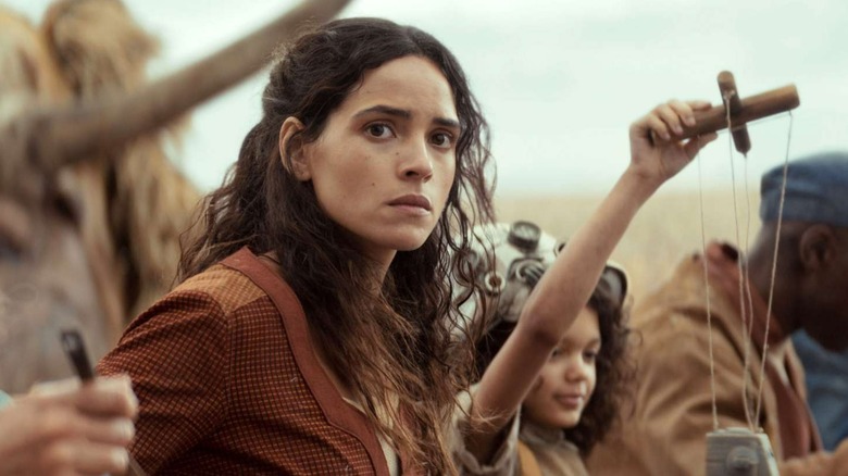 Adria Arjona as Bix Caleen looking worried in Andor