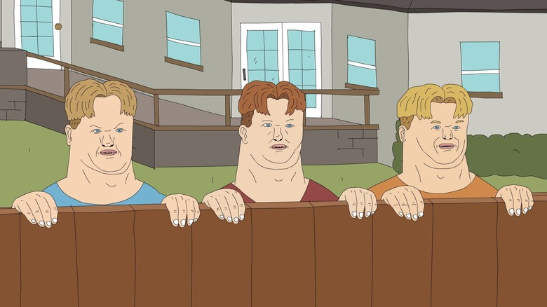 The Campbell Boys looking over the fence in HAHA, You Clowns