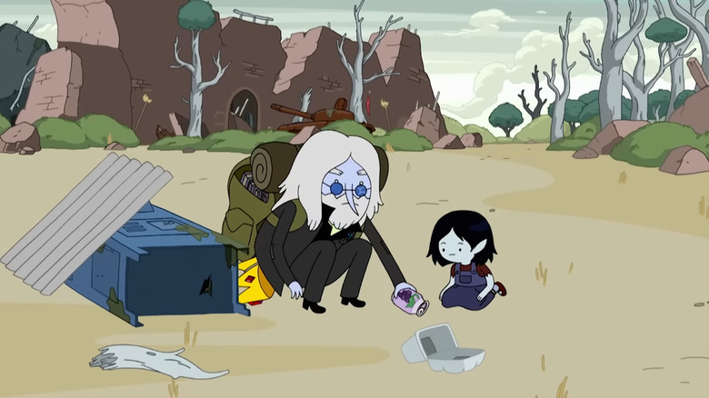 Simon and Marcy pick up trash on Adventure Time