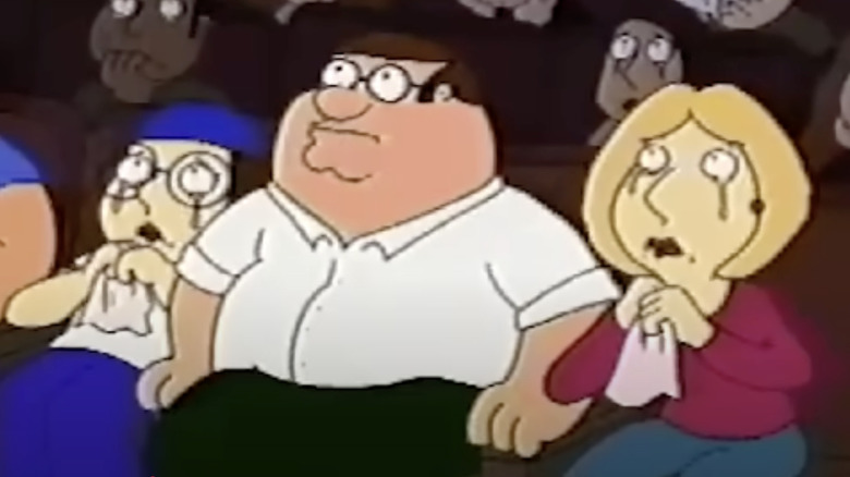 Peter Griffin, Lois Griffin and Meg Griffin take in a movie in Family Guy