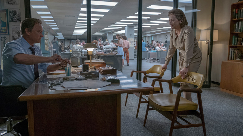 Meryl Streep's Katharine Graham confronting Ben Bradlee in his office in The Post