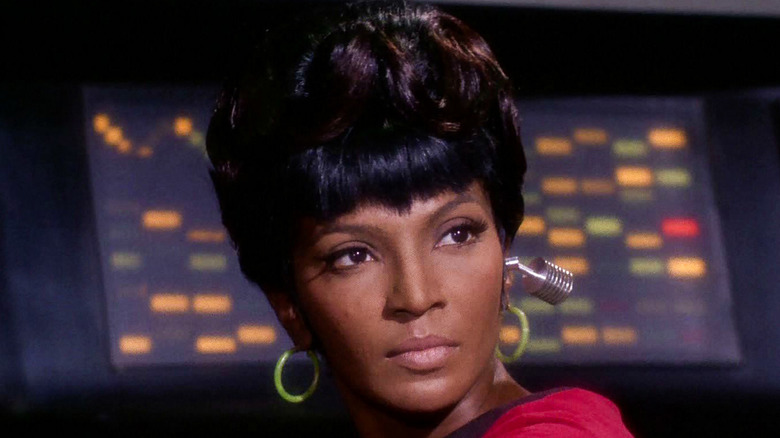 Uhura looking up in Star Trek