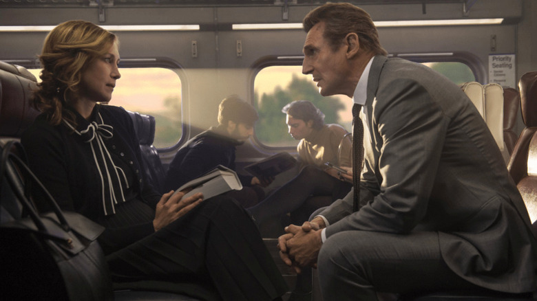 Joanna and Michael are strangers on a train in The Commuter