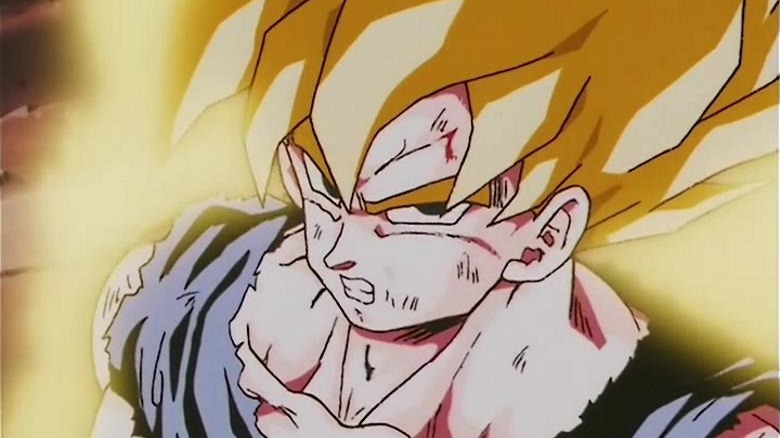 Dragon Ball Z Super Saiyan Goku scowls
