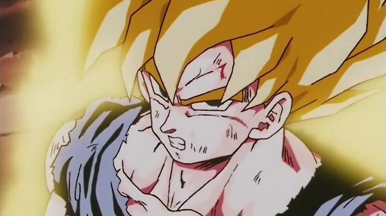 Dragon Ball Z Super Saiyan Goku scowls