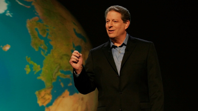 Al Gore leading a panel on global warming in An Inconvenient Truth