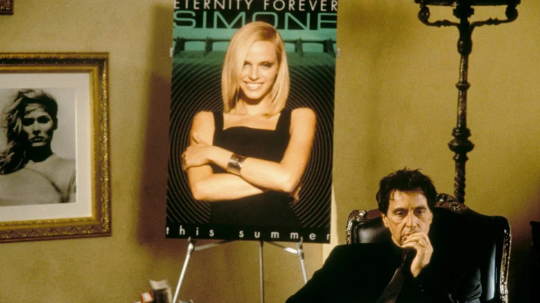 Victor Taransky (Al Pacino) sits next to a Simon cardboard (Rachel Roberts)