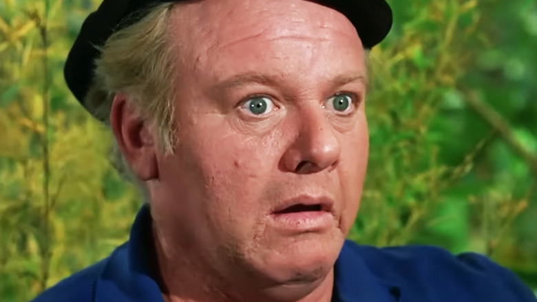 Alan Hale Jr's Captain Jonas Grumby looks shocked in closeup in Gilligan's Island
