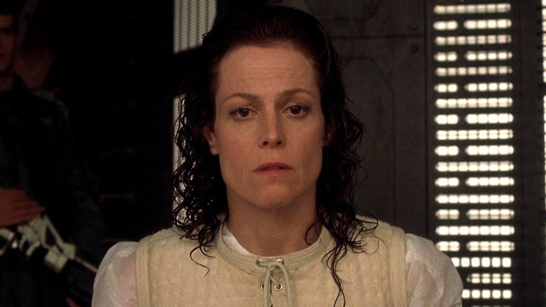 Sigourney Weaver's Ellen Ripley staring straight ahead in Alien Resurrection