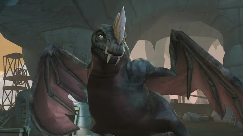 A Swedish Short-Snout spreads its wings in a quarry in Harry Potter: Hogwarts Mystery