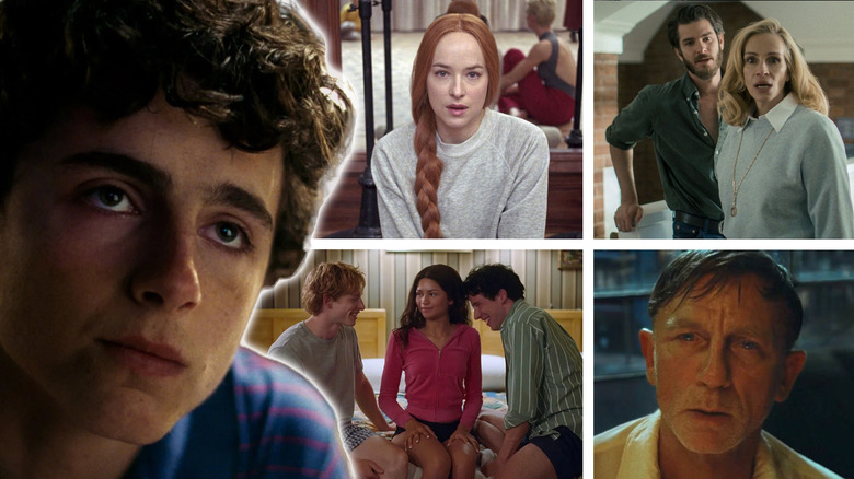 Images from Call Me By Your Name, Suspiria, Queer, Challengers, and After the Hunt edited together