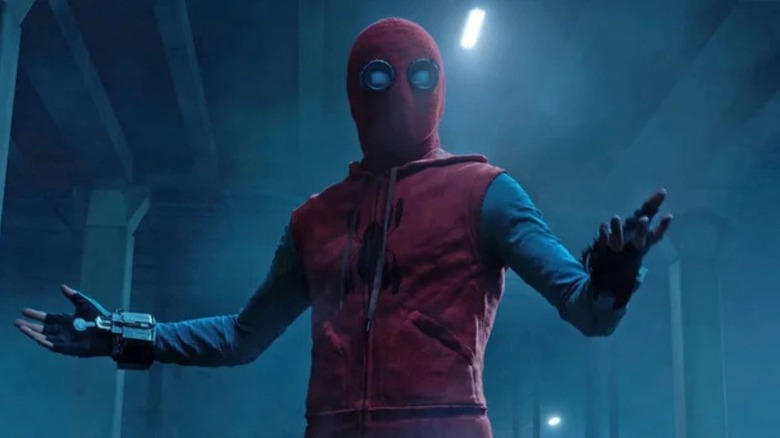 Spider-Man in his homemade outfit in Spider-Man: Homecoming