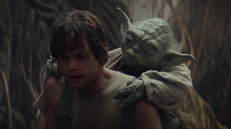 Luke (Mark Hamill) training with Yoda in Empire Strikes Back