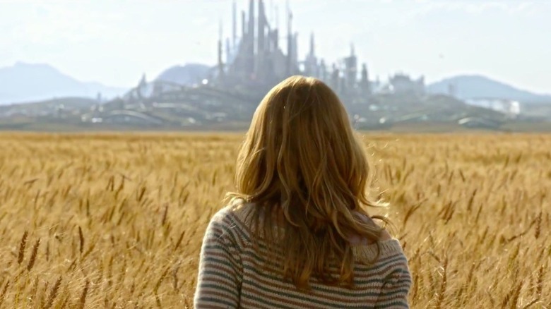 Britt Robertson as Casey Newton looking at the world of tomorrow in Tomorrowland
