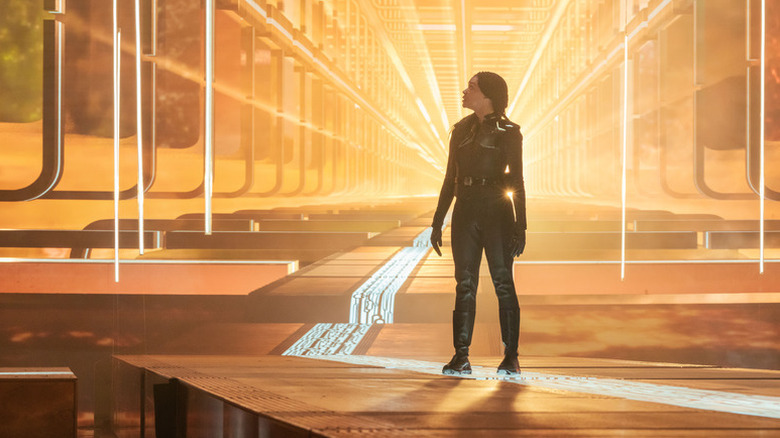 Michael Burnham (Sonequa Martin-Green) stands in an illuminated futuristic structure in Star Trek: Discovery